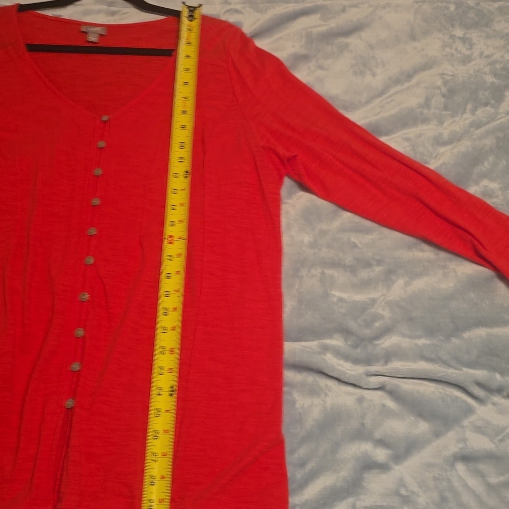 J Jill Women's Coral Button-Up Tunic, Lightweight Cotton, Size XL (0913) - Picture 6 of 8